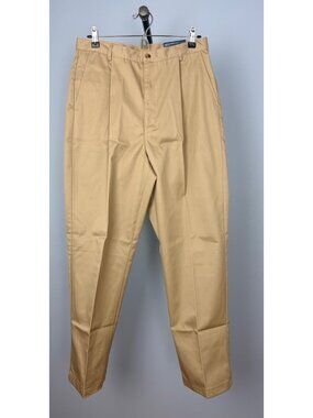 NWT Lands End Womens Uniform Khaki Chino Pants Size 12 Pleated Front